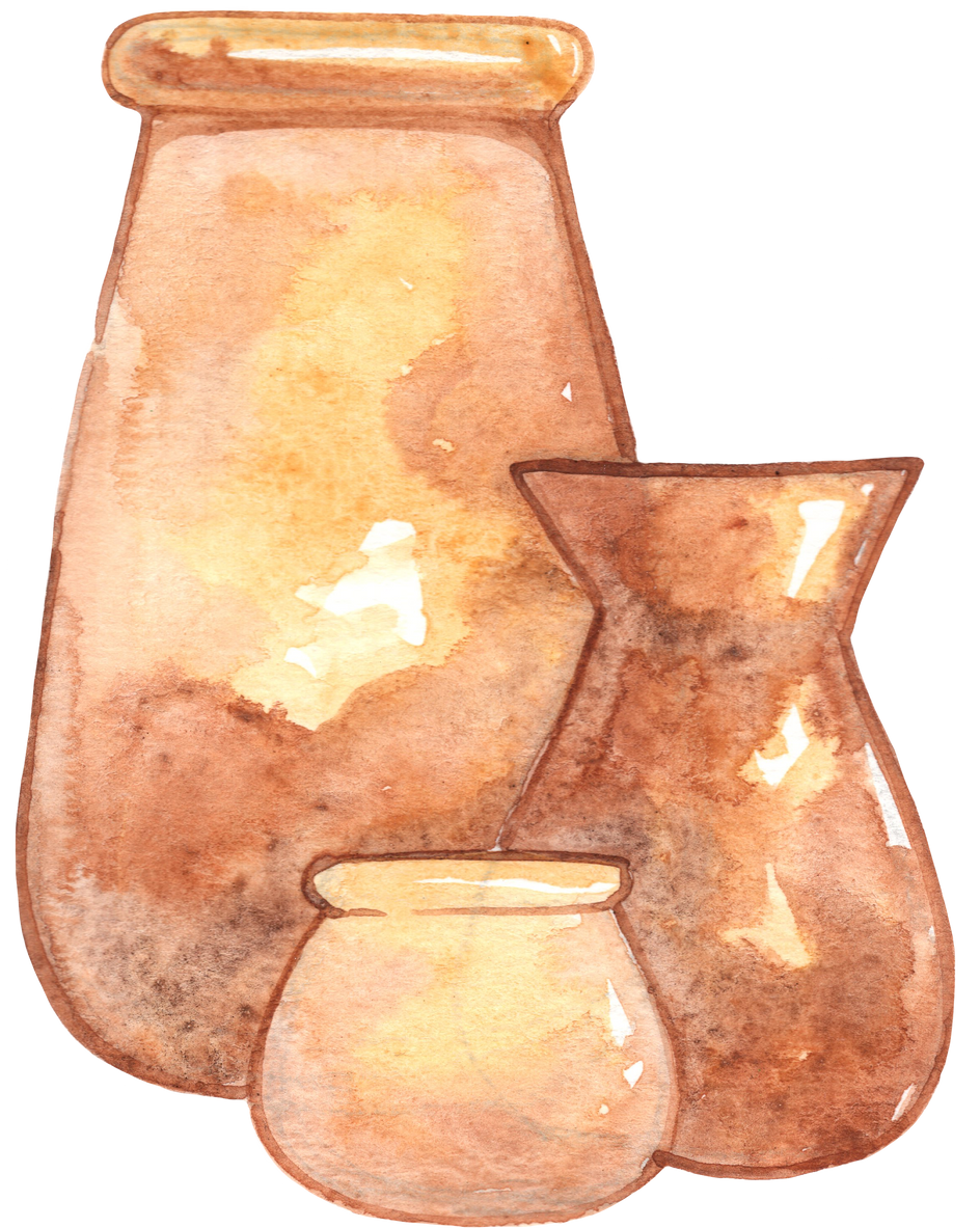 pottery watercolor illustration.